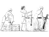 Pulling corn and binding sheaves in Egypt